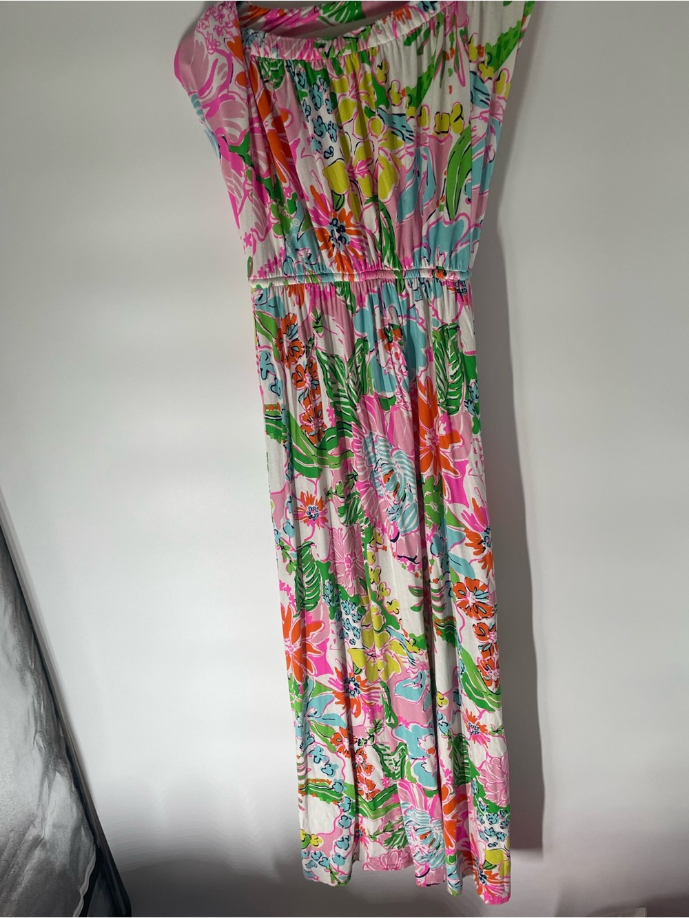Lilly Pulitzer Pink Green Orange Sleeveless  Floral Maxi Dress